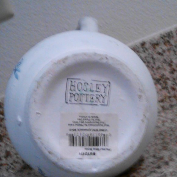 Floral Jug Blue Rose Ceramic Hosley Pottery 9 X18 - Picture 5 of 6